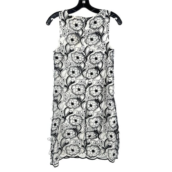 ERIN by Erin Fetherston Appliqué Dress Size 2 Black & White Floral Sleeveless - Picture 5 of 14